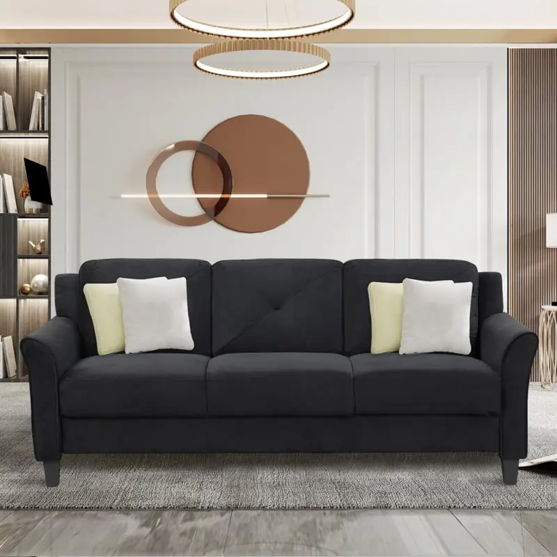 CoSoTower 3-Person Fashionable Living Room Sofa Black Fabric