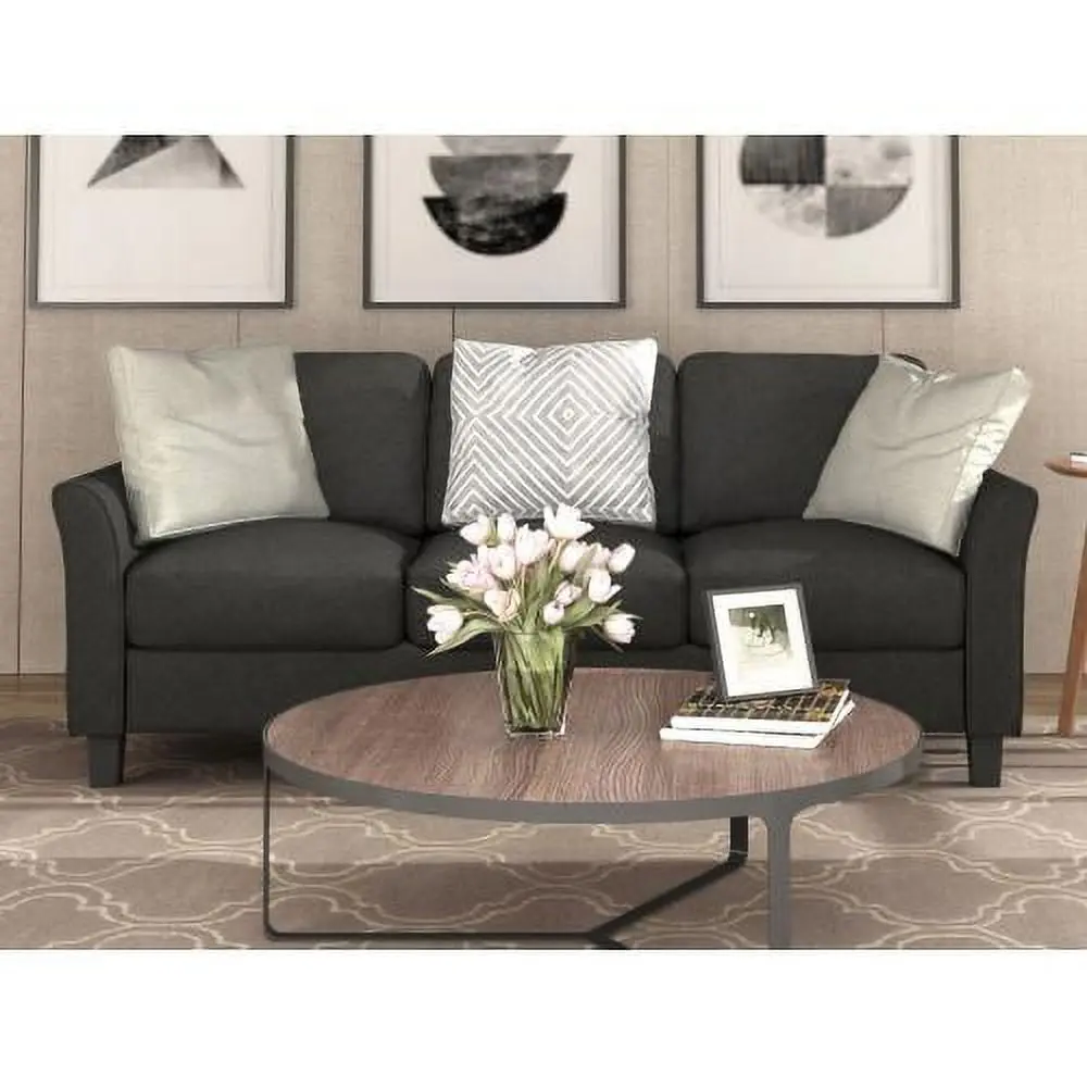JINS&VICO 3-Seat Linen Fabric Sofa Living Room JINS & VICO
