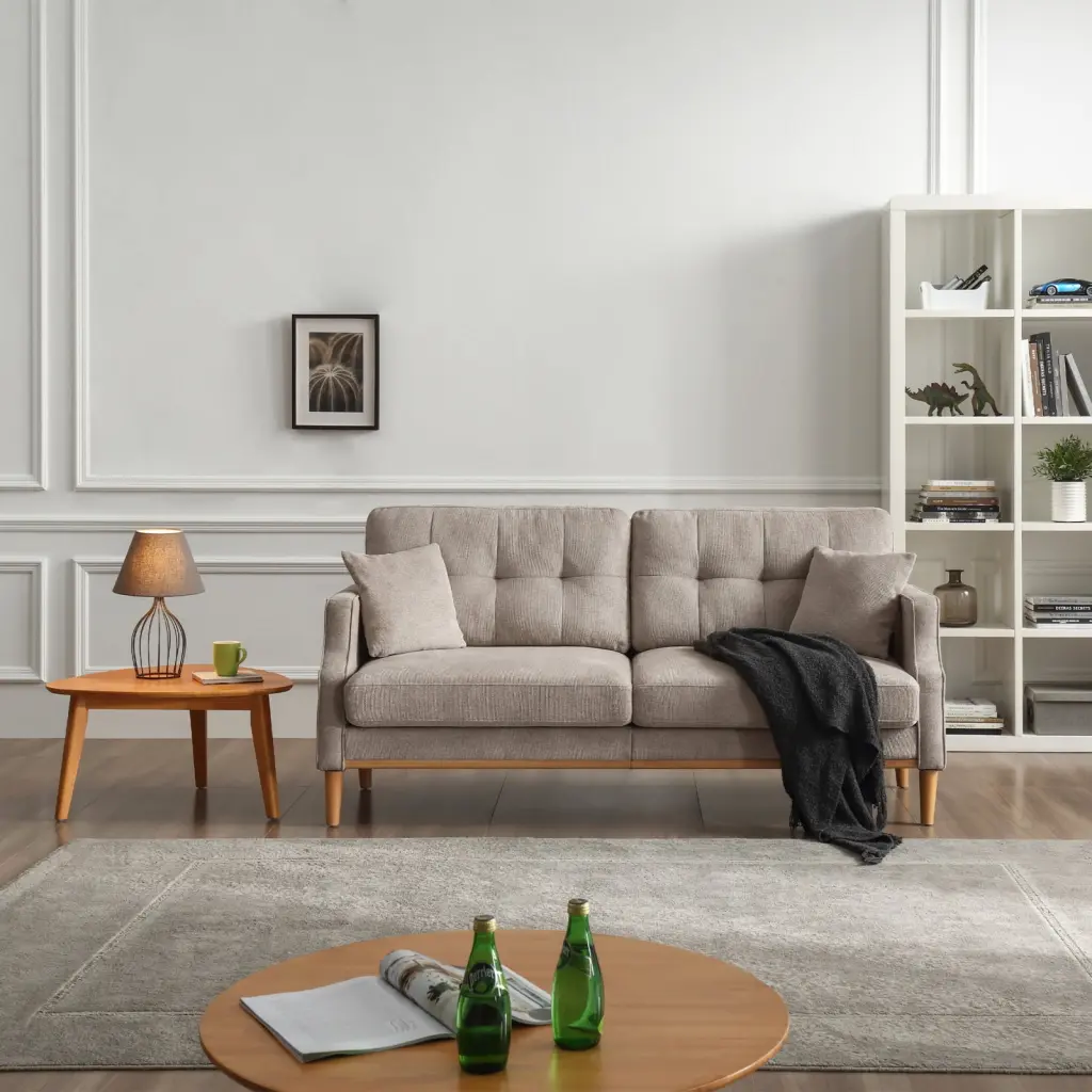 Living Space 3-Seater Sofa Waterproof Fabric and USB Charge Port Miekor
