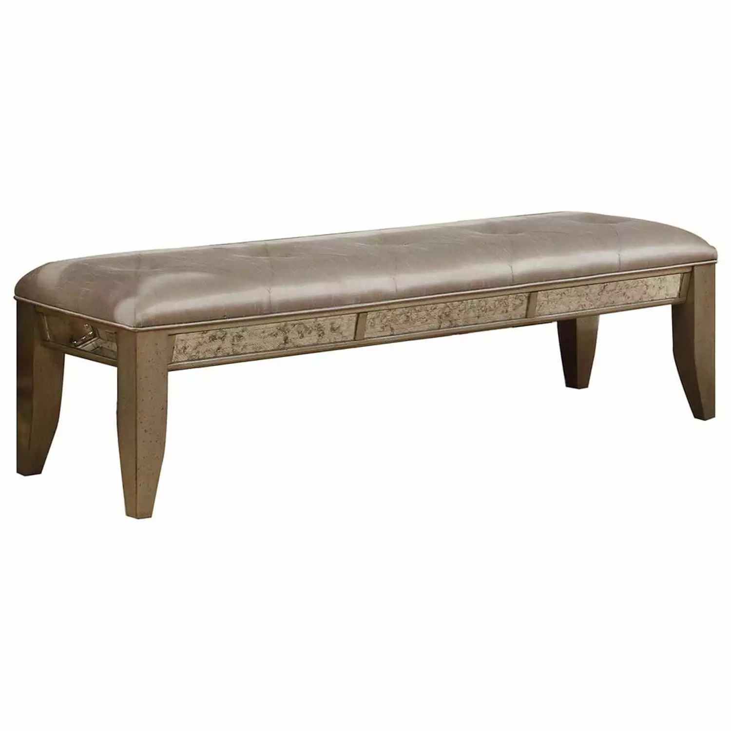 Best Master Furniture Ava Mirrored Silver Bronzed Bench - Elegant and Reflective Accent Piece Benches