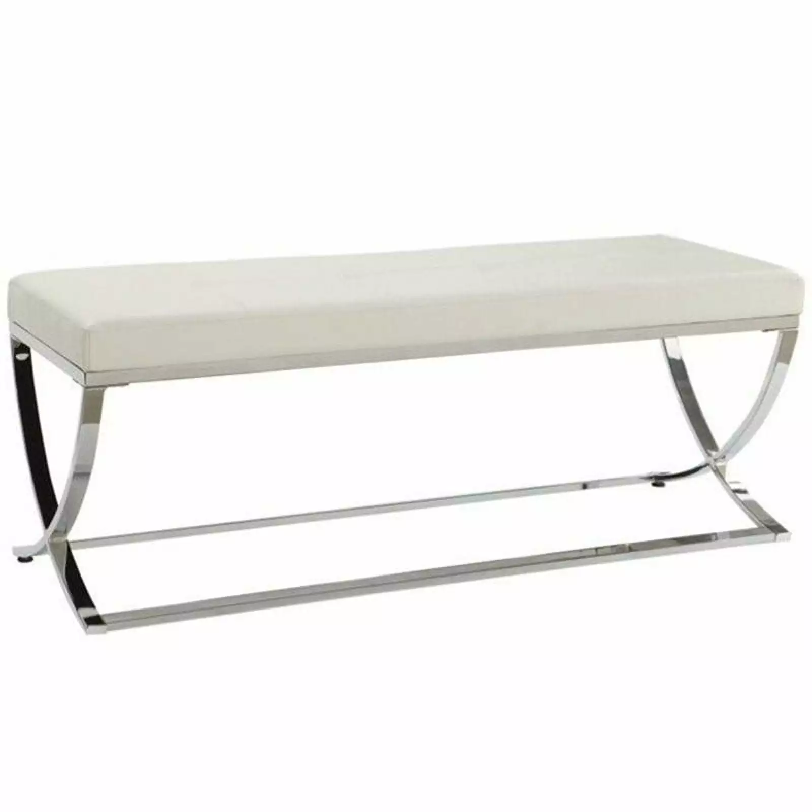 Bowery Hill 18.5 Inch Contemporary Faux Leather Tufted Accent Bench White Benches