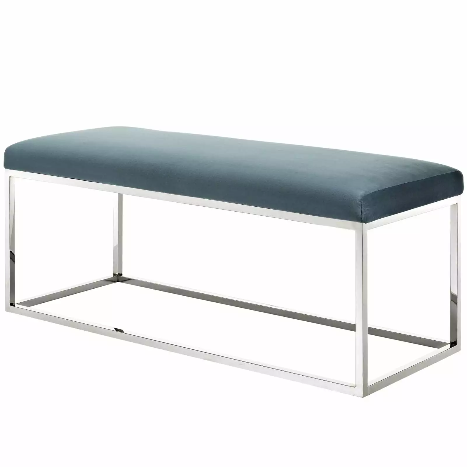 Modern Urban Design Blue Velvet Fabric Metal Steel Lounge Club Lobby Accent Chair Bench Benches