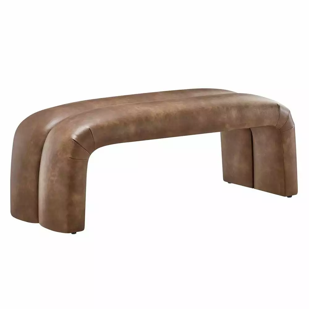 Modway Dax 50.5 Inch Brown Vegan Leather Upholstered Accent Bench Benches