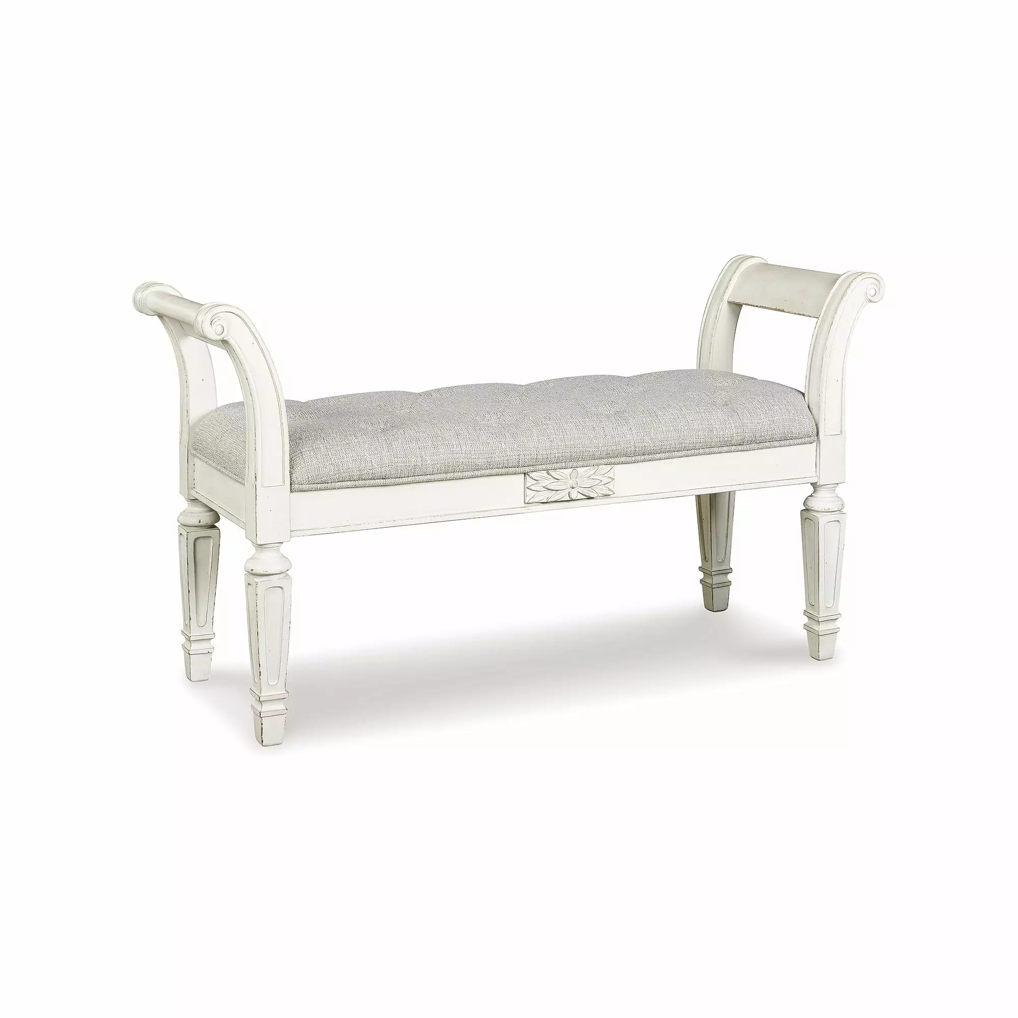 Signature Design Ashley Traditional Realyn Accent Bench Antique White Benches