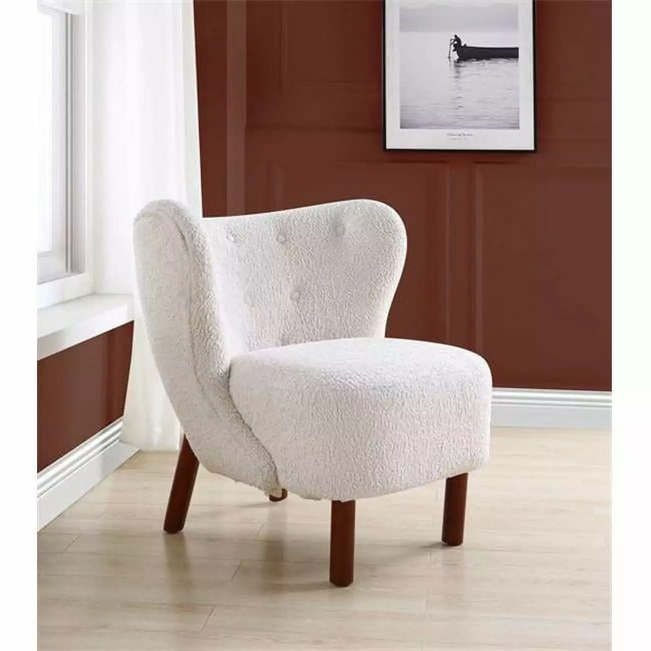 ACME Zusud White Teddy Sherpa Accent Chair Living Room Acme Furniture