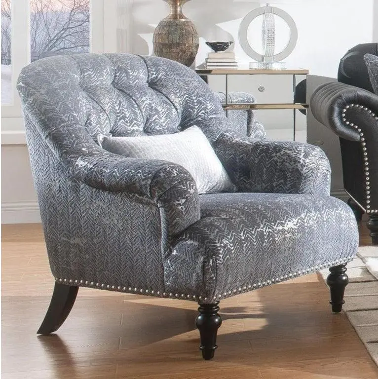 Acme Furniture Gaura Dark Gray Velvet Chair 53092 Elegant Living Room Seating