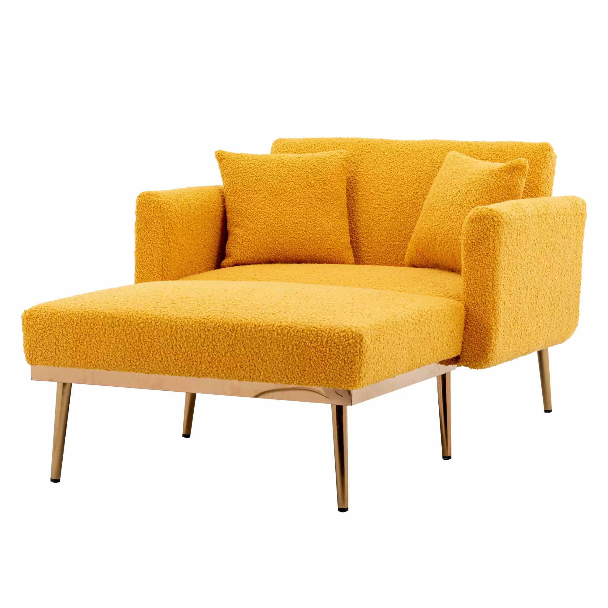 Anself Chaise Chair Mustard Teddy - Stylish Accent Chair Home Chaise