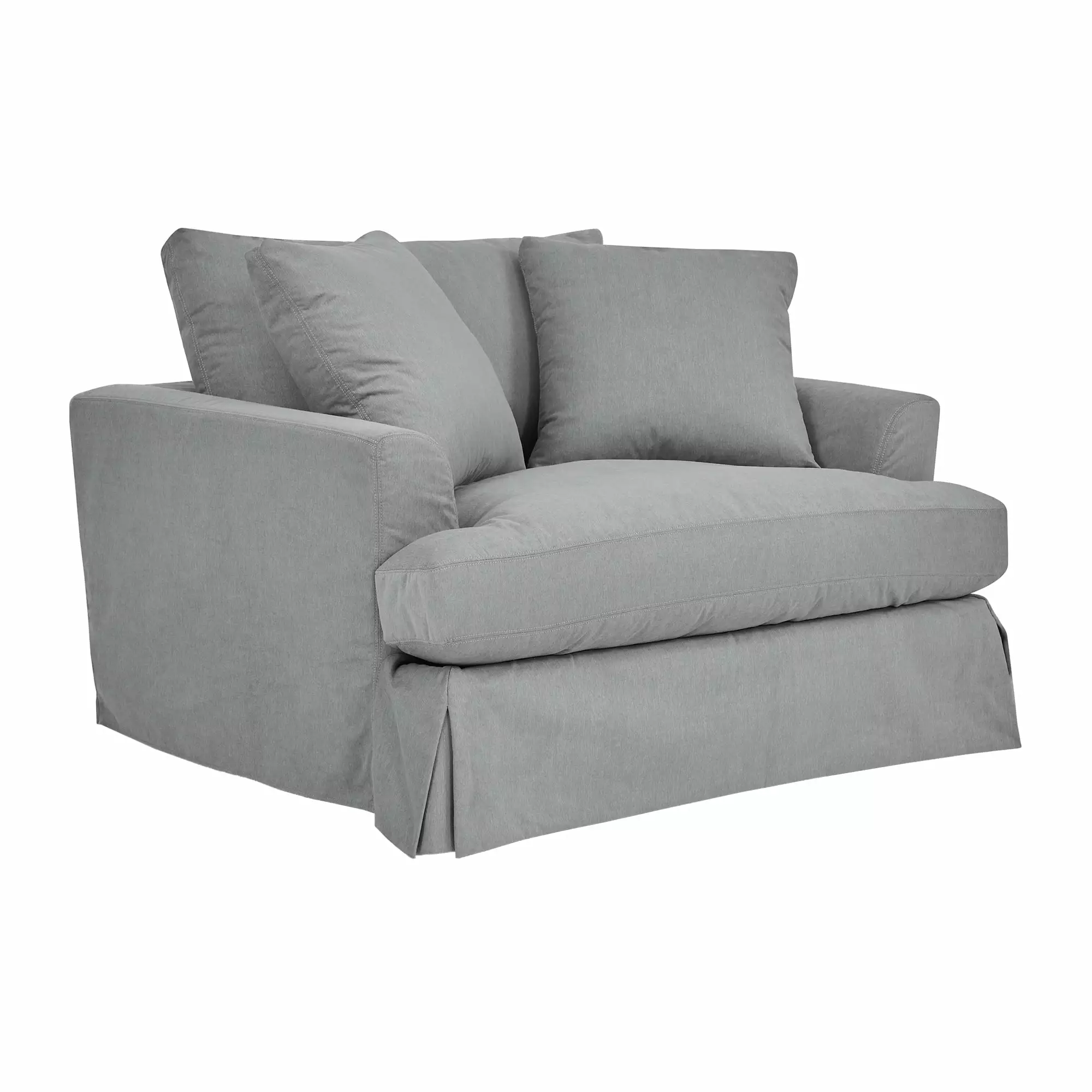 Armen Living Ciara 53 Upholstered Polyurethane Chair and Half Slate Gray - Modern Comfort