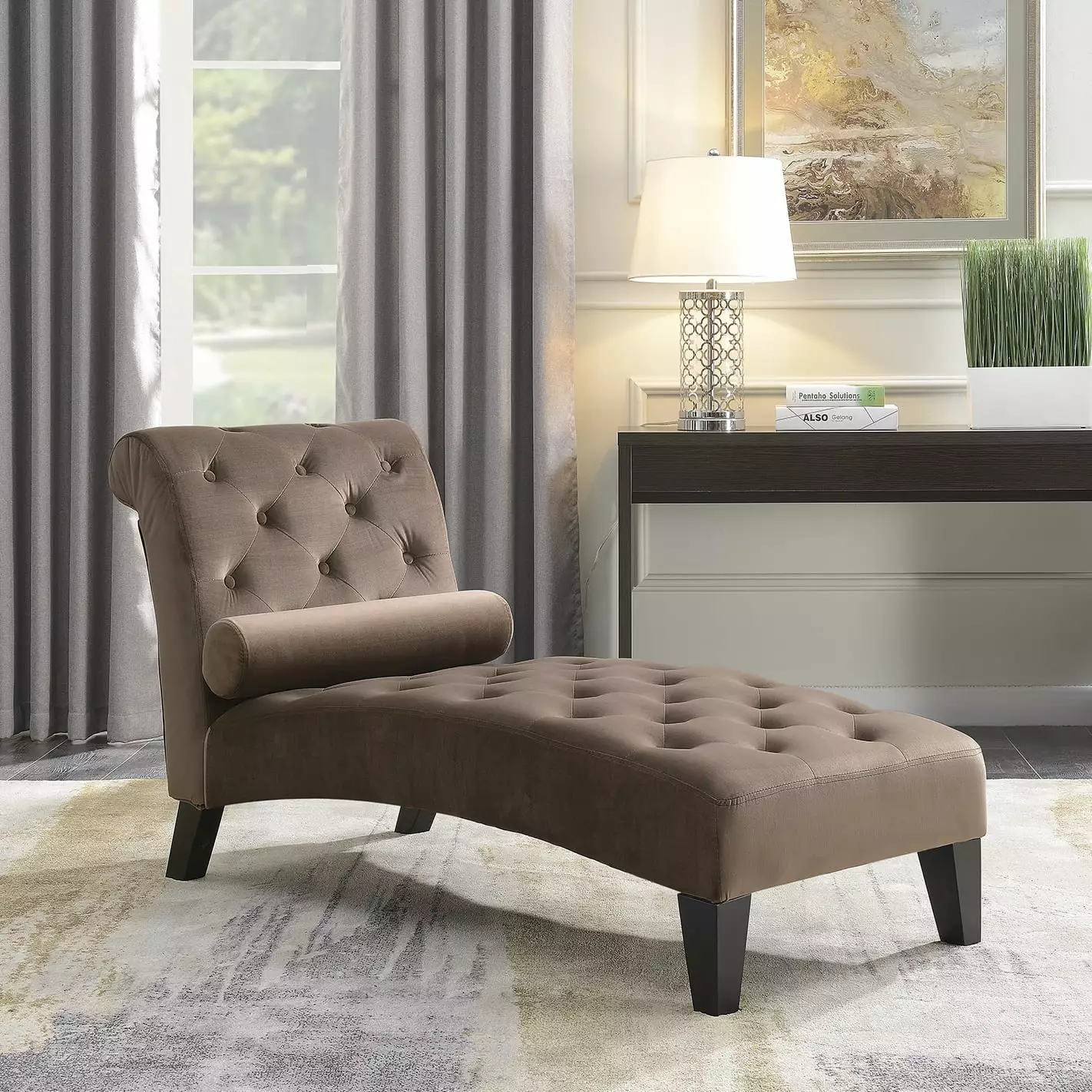 BELLEZE Modern Lounge Chaise Leisure Accent Chair Aurora Brown Chaise