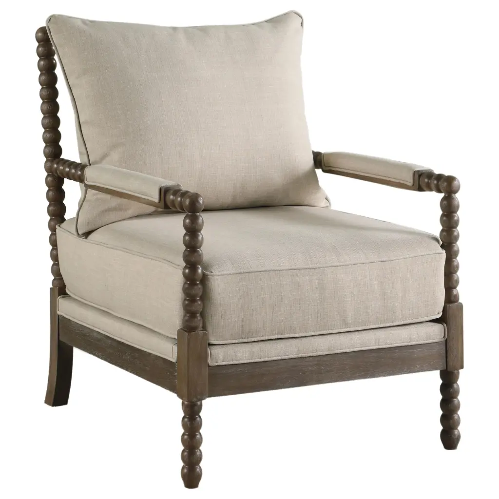Blanchett Cushion Back Accent Chair Beige and Natural Comfortable Seating