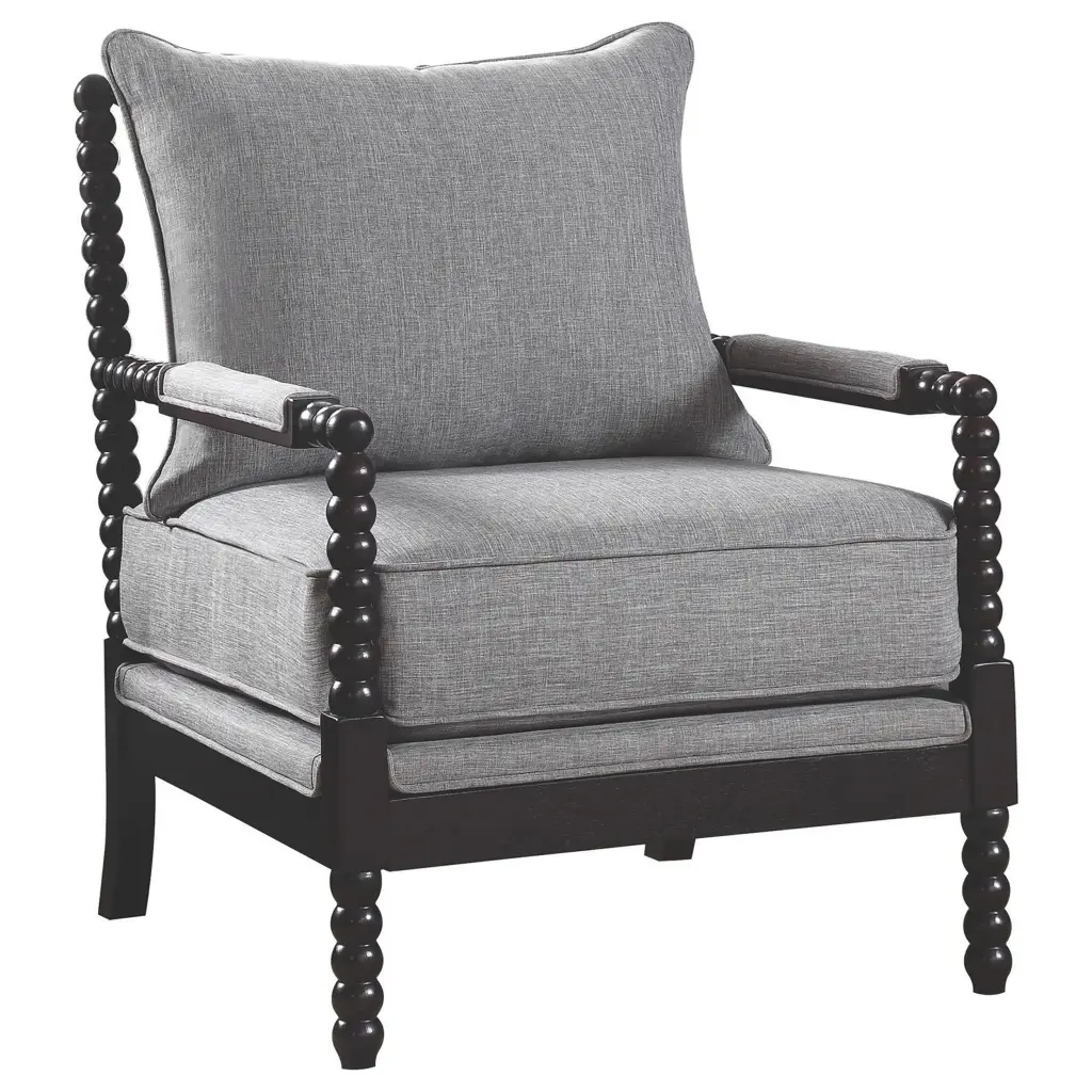 Blanchett Cushion Back Accent Chair Grey and Black Modern Living Room Seating