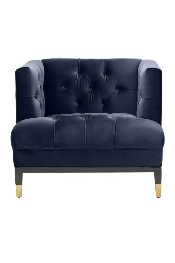 Blue Velvet Tufted Chair Eichholtz Castelle Comfortable
