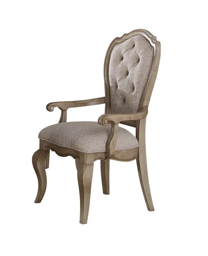 Chelmsford Beige Fabric & Antique Taupe Arm Chair - Cozy Living Room Chair