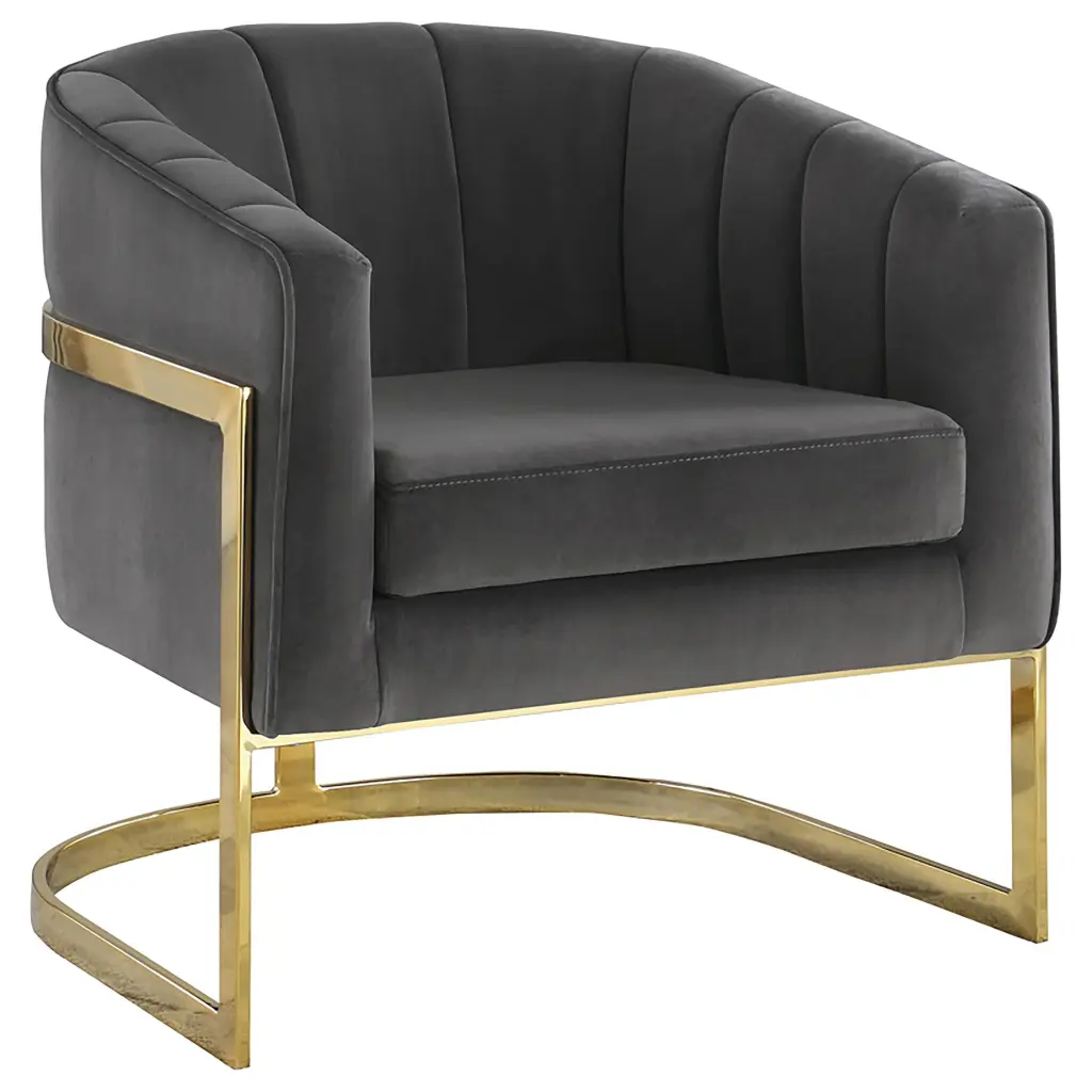 Joey Tufted Barrel Accent Chair Dark Grey and Gold - Luxurious Living Room Seating