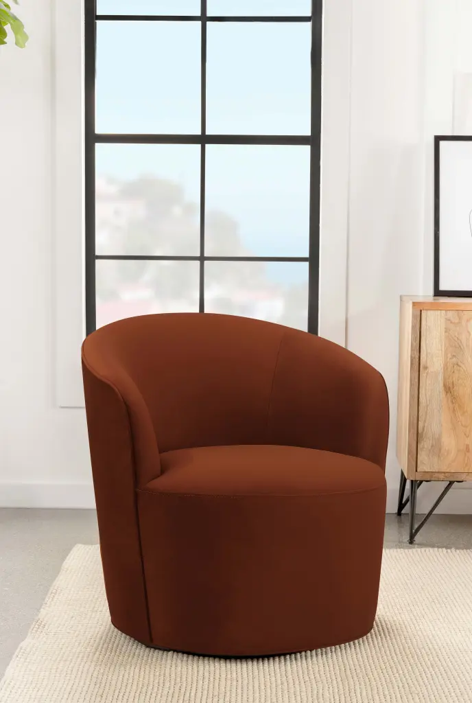 Joyce Sloped Arms Swivel Chair Burnt Orange - Modern Living Room Accent Chair