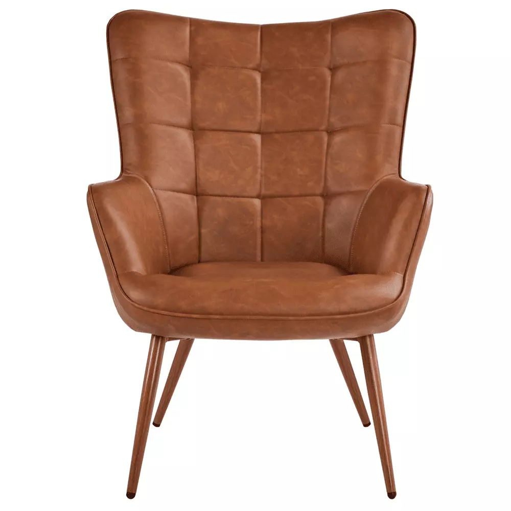 Renwick Contemporary Brown Faux Leather Chair