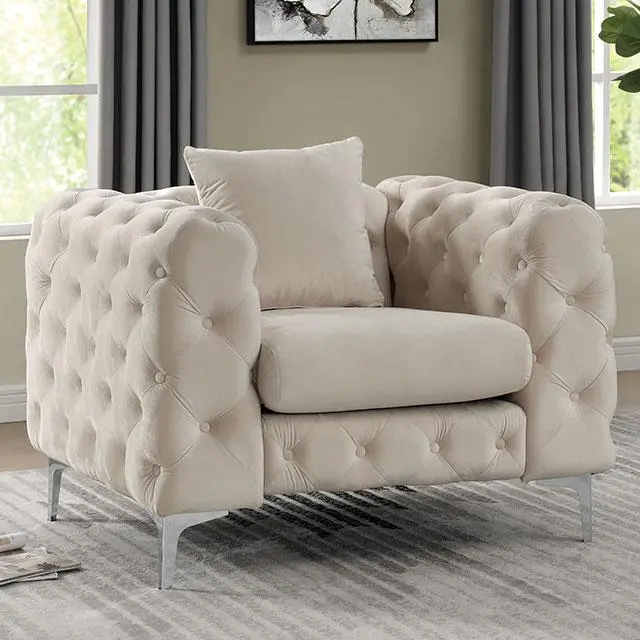 SAPPHIRA Beige Upholstered Chair Living Room or Bedroom