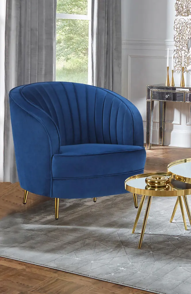 Sophia Upholstered Vertical Channel Tufted Chair Blue - Elegant Accent Chair
