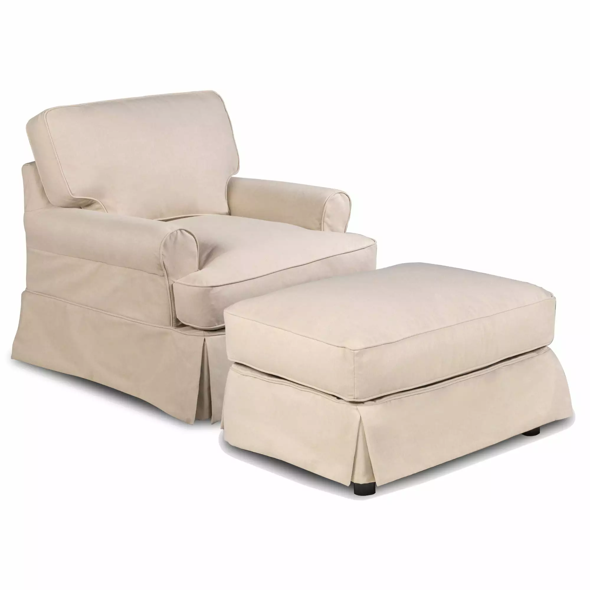 Sunset Trading Horizon T-Cushion Fabric Slipcovered Chair Ottoman Tan Ottomans