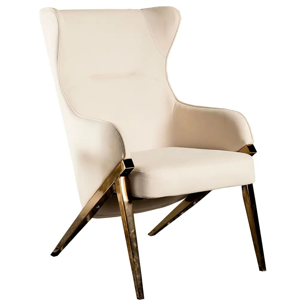 Walker Upholstered Accent Chair Cream and Bronze - Comfortable Living Room Chair