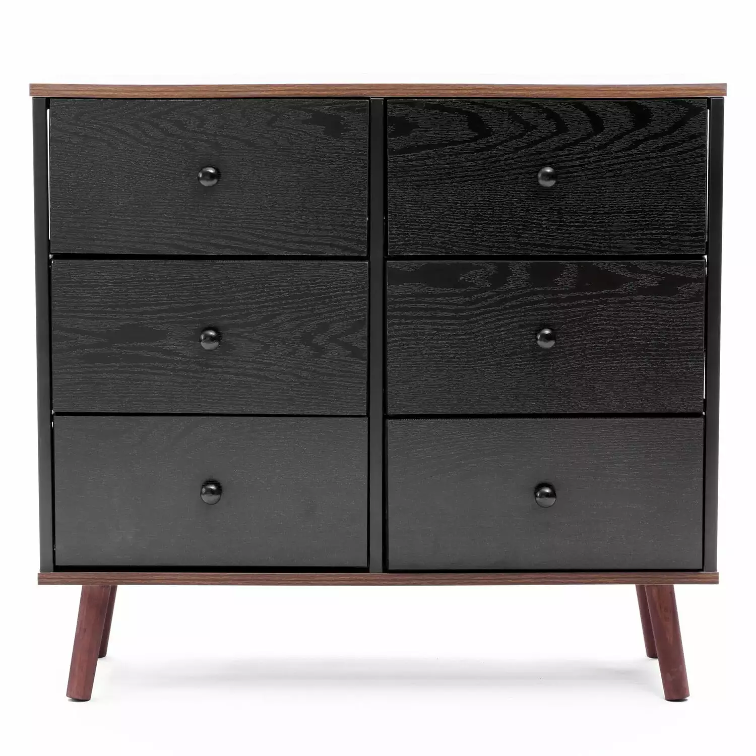 LuxenHome Black Manufactured Wood 6-Drawer Accent Chest