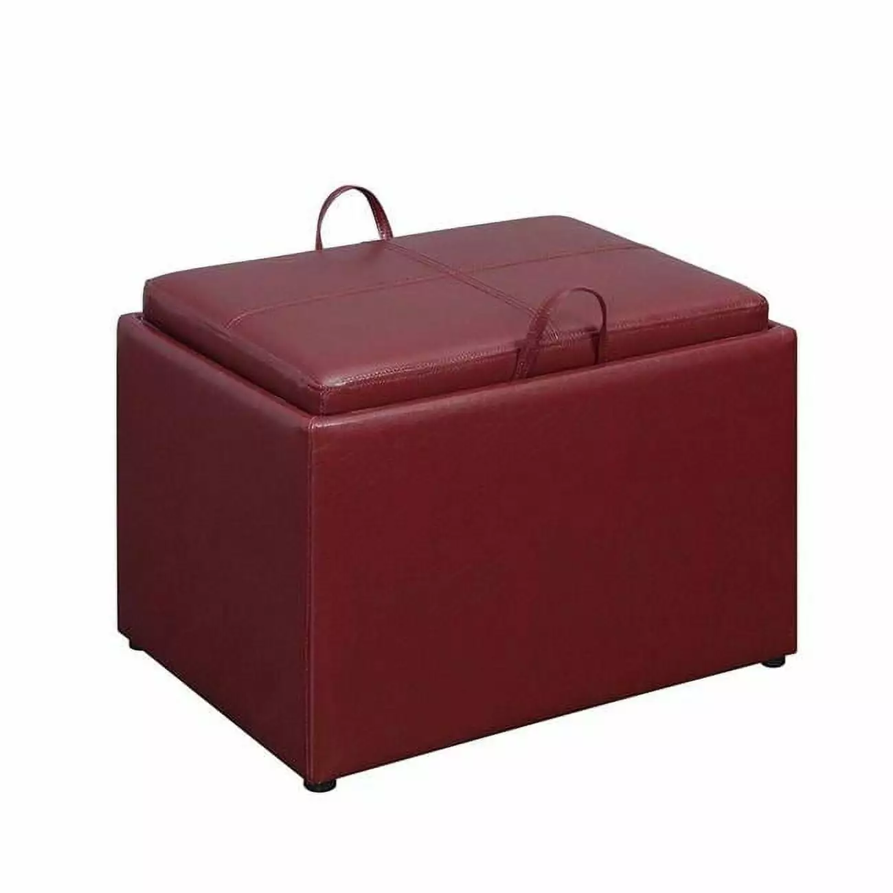 Designs4Comfort Accent Storage Ottoman Burgundy Faux Leather Living Room Ottomans Convenience Concepts