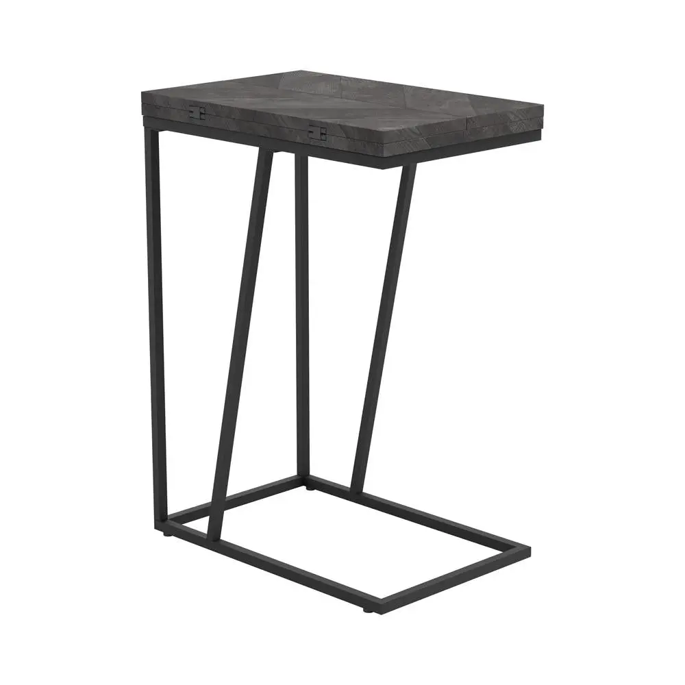 Carly Expandable Chevron Rectangular Accent Table Grey Living Room Side Table