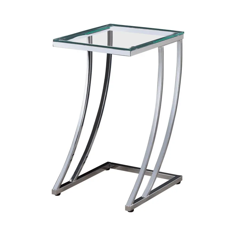 Cayden Rectangular Accent Table Chrome and Clear Glass Modern Design