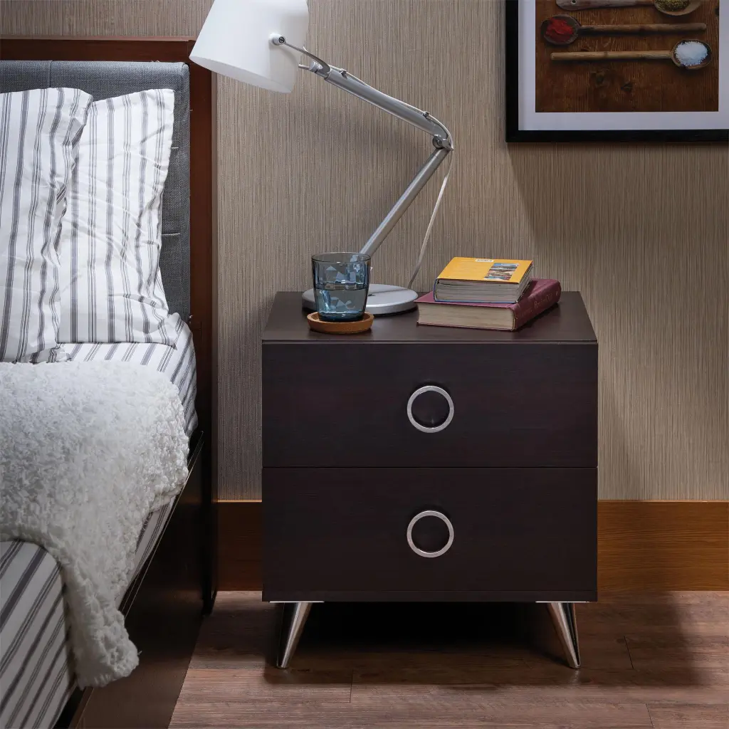 Elms Espresso Finish Accent Table Lower Shelf