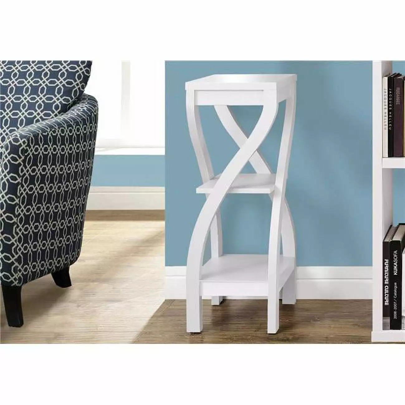 HomeRoots 32 Inch White Particle Board Accent Table Hollow Core - MDF Entryway Side Table Console