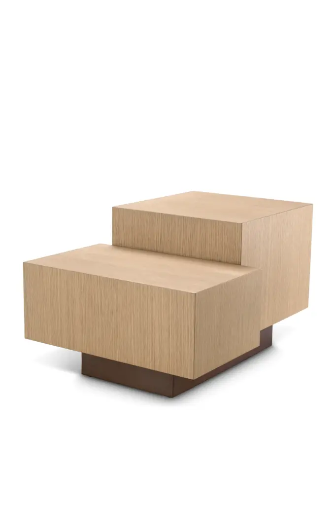Oak Geometrical Side Table Eichholtz Nerone Accent Table