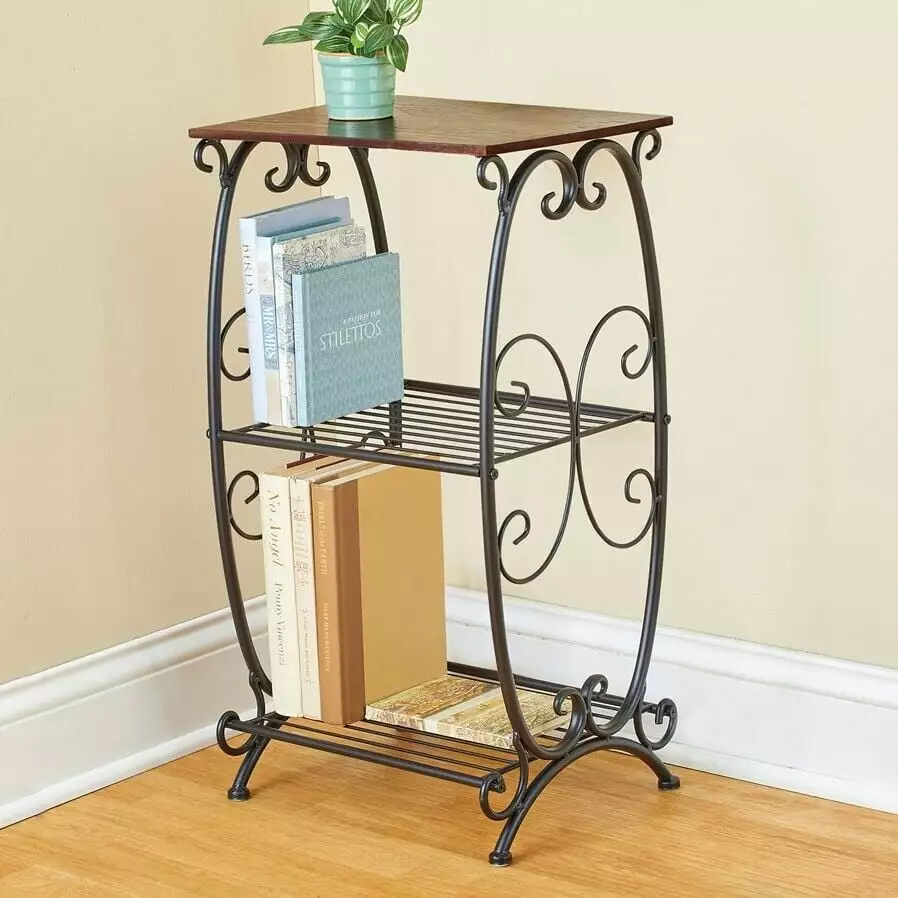 Narrow Accent Table - Side End Magazine Nightstand Living Room and Bedroom TSF Brands