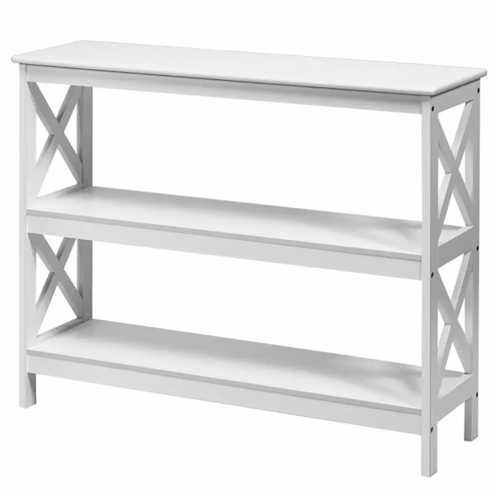Yardi Yard White 3-Tier Console X-Design Sofa Side Accent Table Console