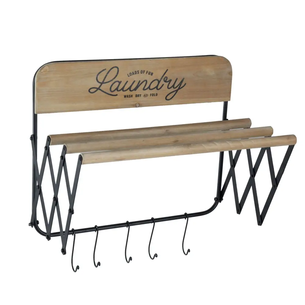 Laundry Rack Accordion Design - Brown / Black - Ebony Brown