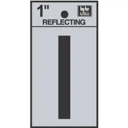 Reflective Black Silver Vinyl Address Letter I 1-Inch Adhesive Hy-Ko