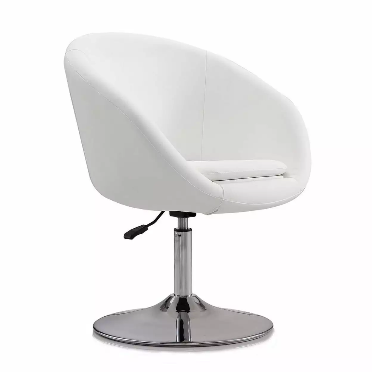 Hopper White and Polished Chrome Faux Leather Adjustable Height Chair Manhattan Comfort