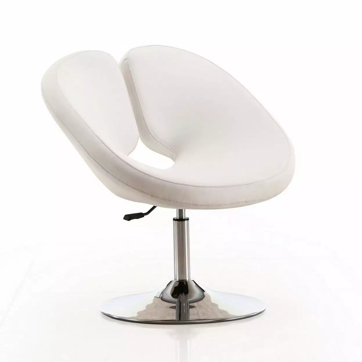 Perch White and Polished Chrome Faux Leather Adjustable Chair Modern Office Chair Manhattan Comfort