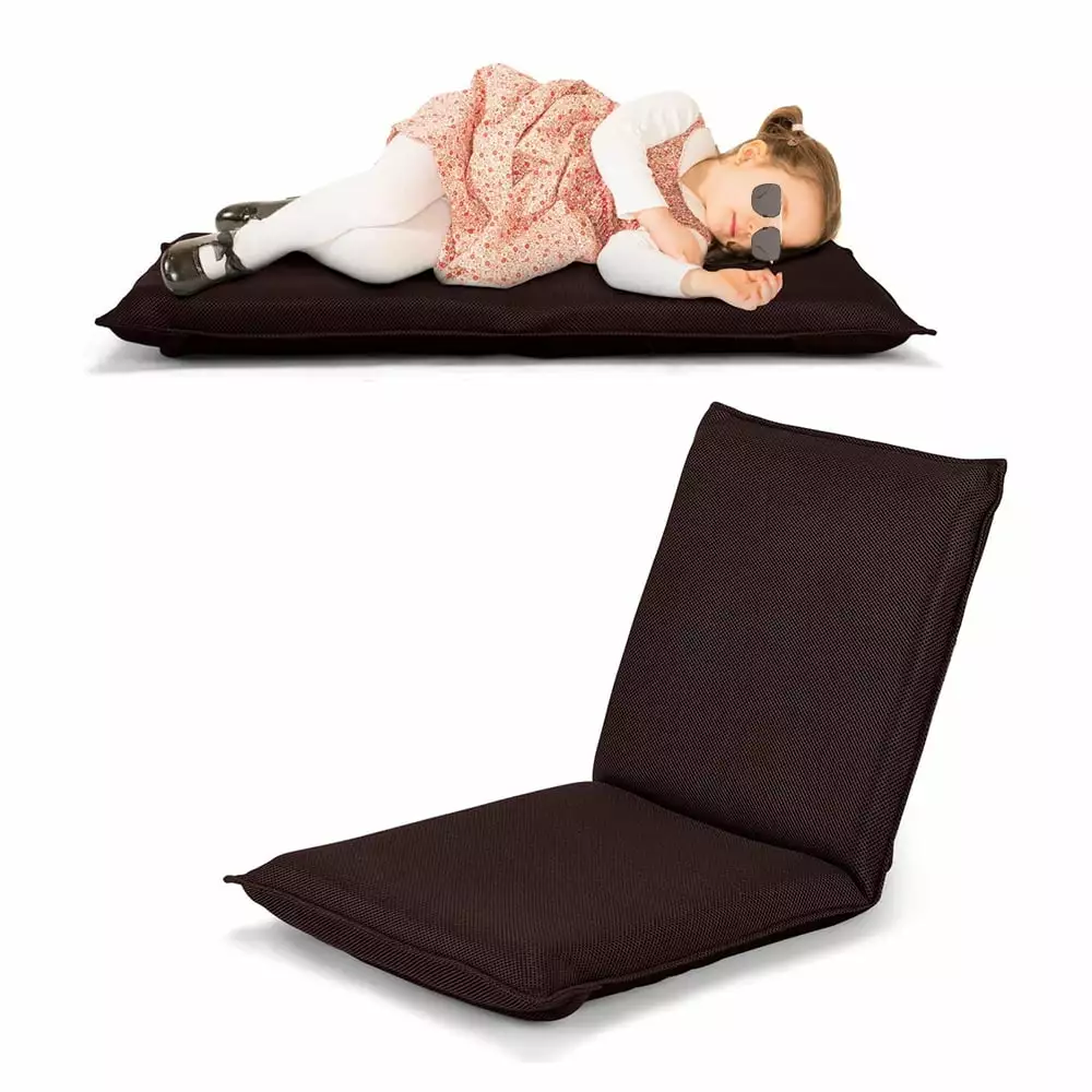 Adjustable 6-Position Floor Chair Folding Padded Gaming Sofa Brown Back Support Living Room Unbrand