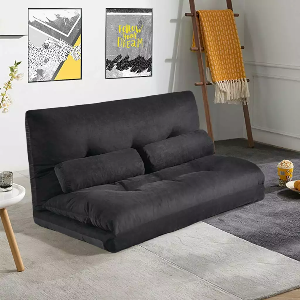 Adjustable Folding Futon Sofa Bed Video Gaming Lounge Black 43L x 25W x 23H Futons Triple Tree