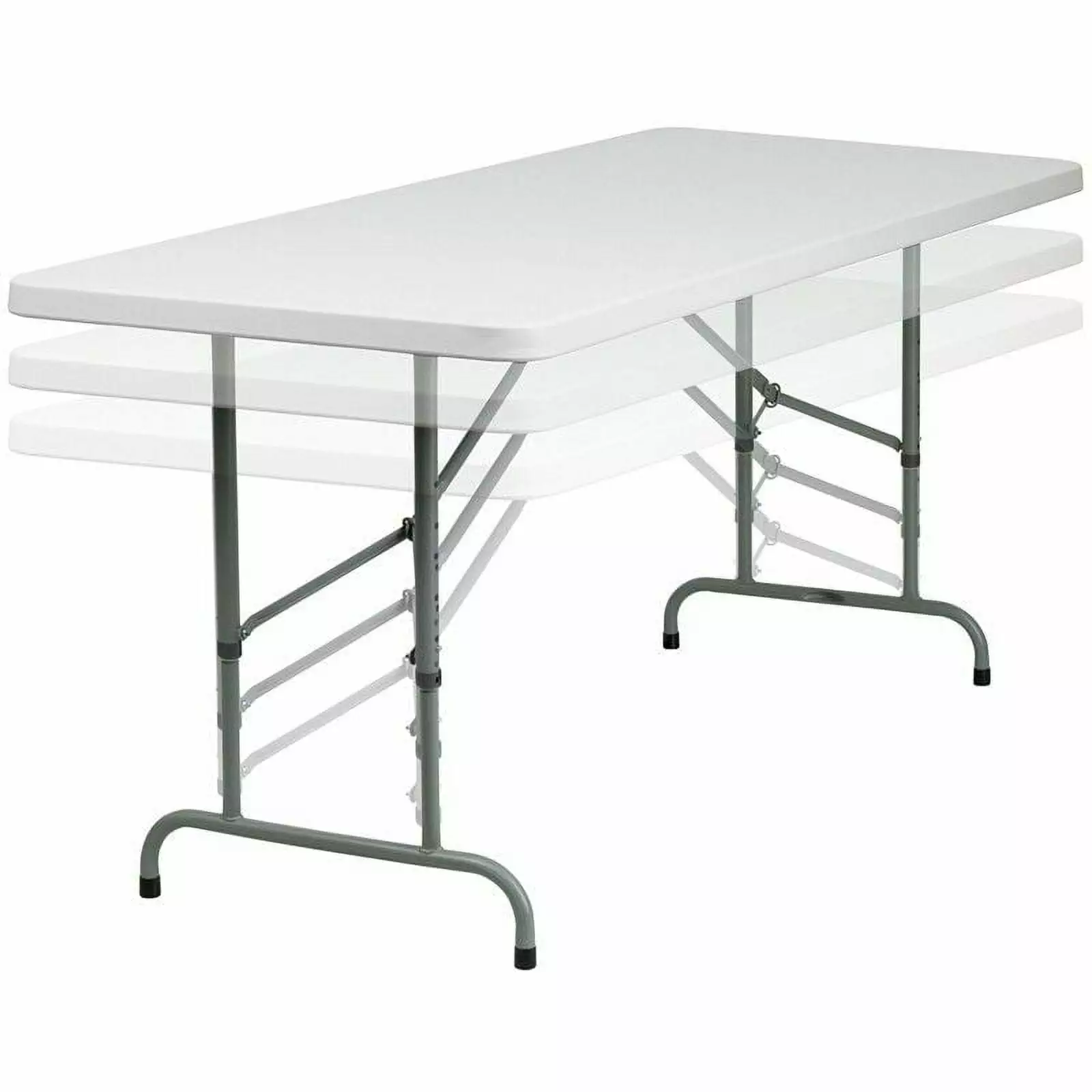 30''W x 72''D Granite White Plastic Folding Table 22 - 32 Adjustable Height - 6-Foot Table