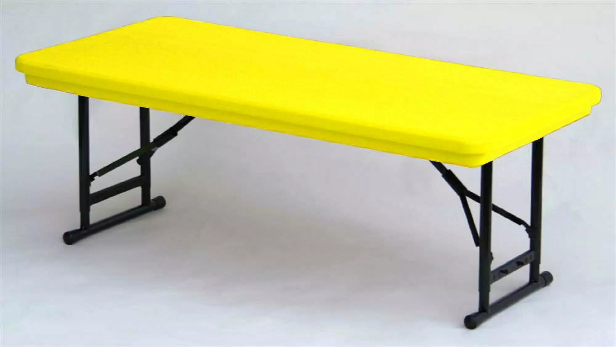 Correll 17-27 Adjustable Height Heavy Duty Plastic Folding Table - Yellow