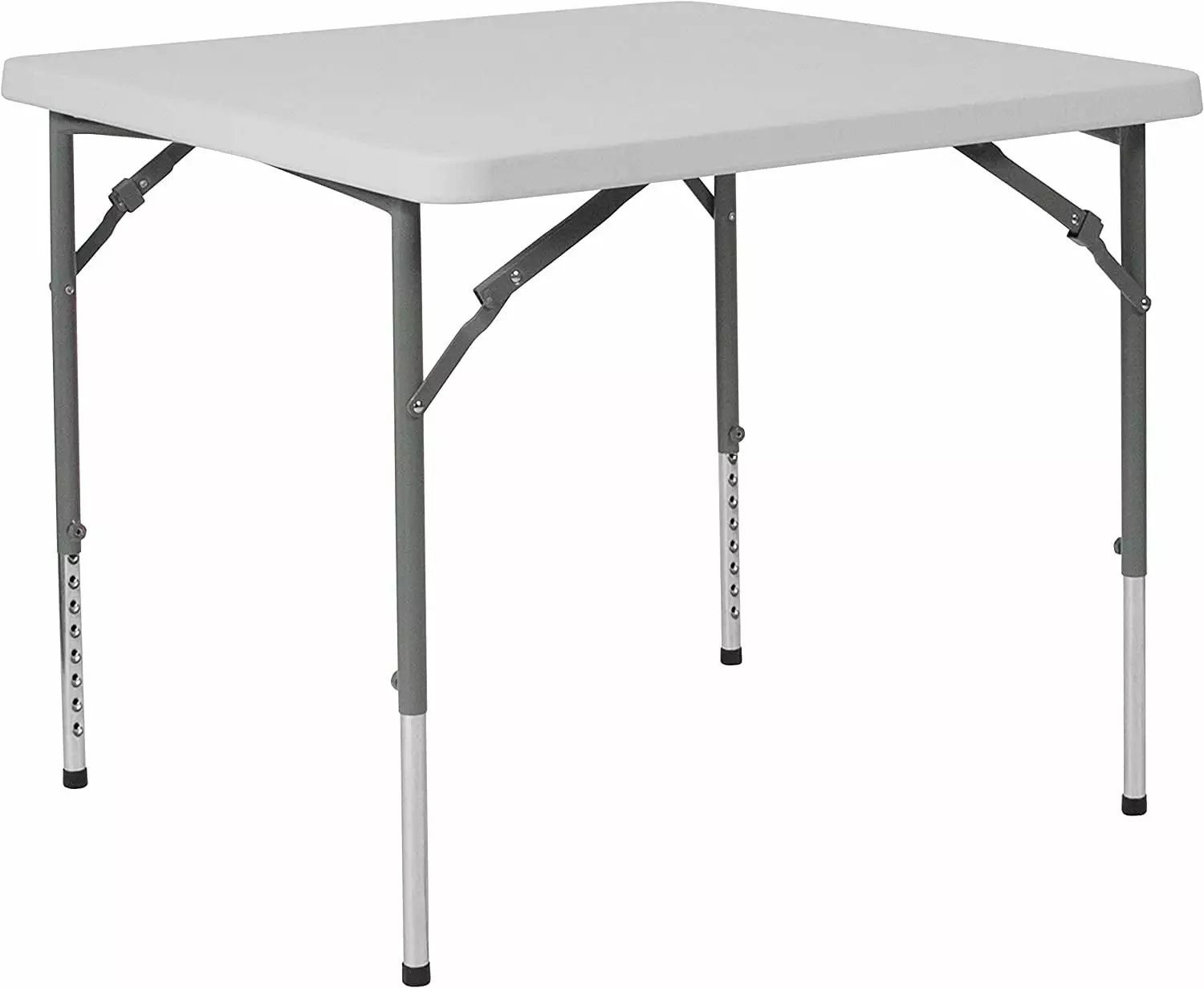 2.79-Foot Square Height Adjustable Granite White Plastic Folding Table Home Office
