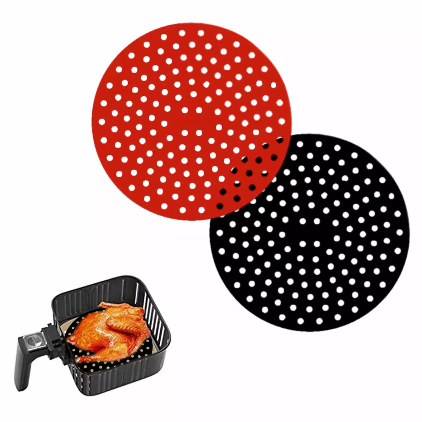 Accaprate Reusable Silicone Air Fryer Liners Non-Stick Mats Kitchen Dining & Bar 2PC