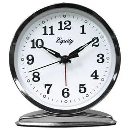 Chrome Wind-Up Alarm Clock Loud Bell Vintage Mechanical Design Equity
