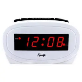 White Alarm Clock 0.6-Inch Red LED Display Bedroom Equity