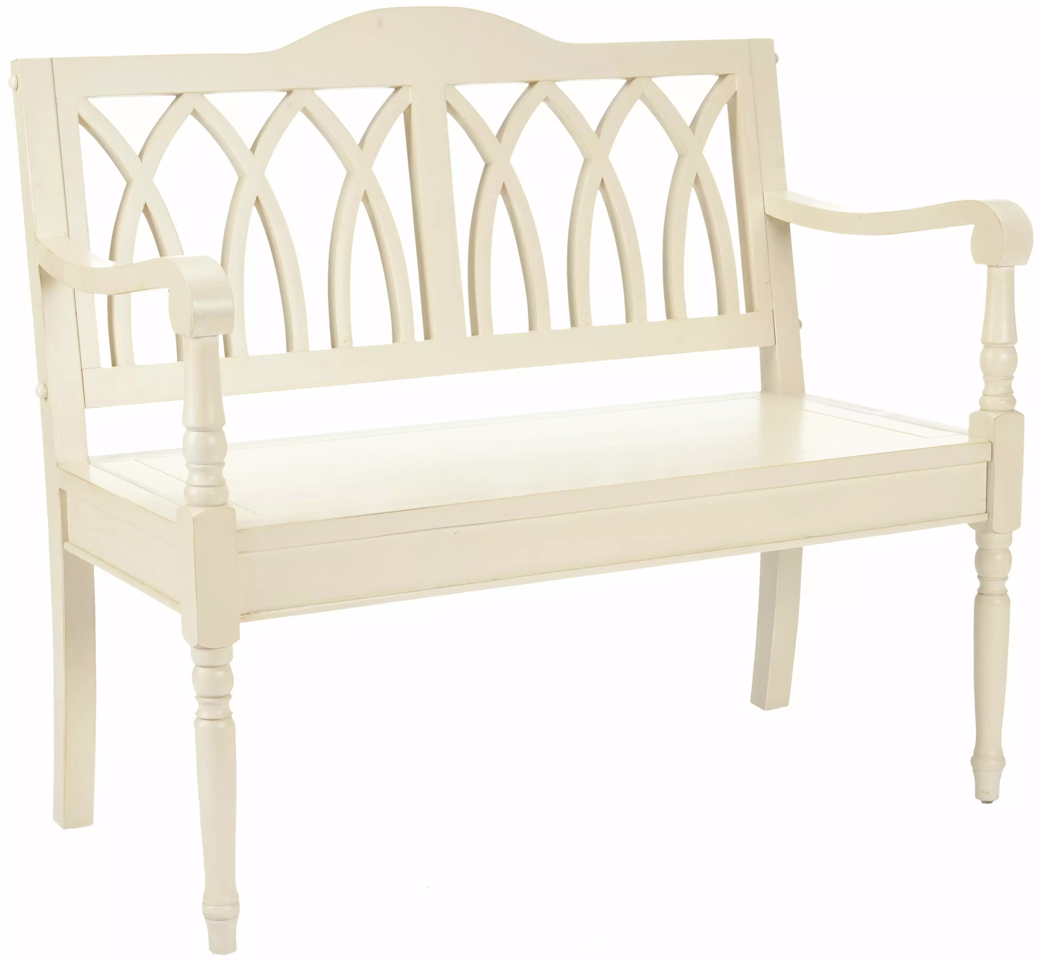 SAFAVIEH Benjamin Amish Style Geometric Rustic Bench White Finish Benches