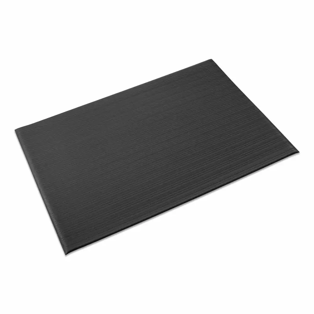 Crown Ribbed Vinyl Anti-Fatigue Mat 24 x 36 Black Office and Kitchen Use
