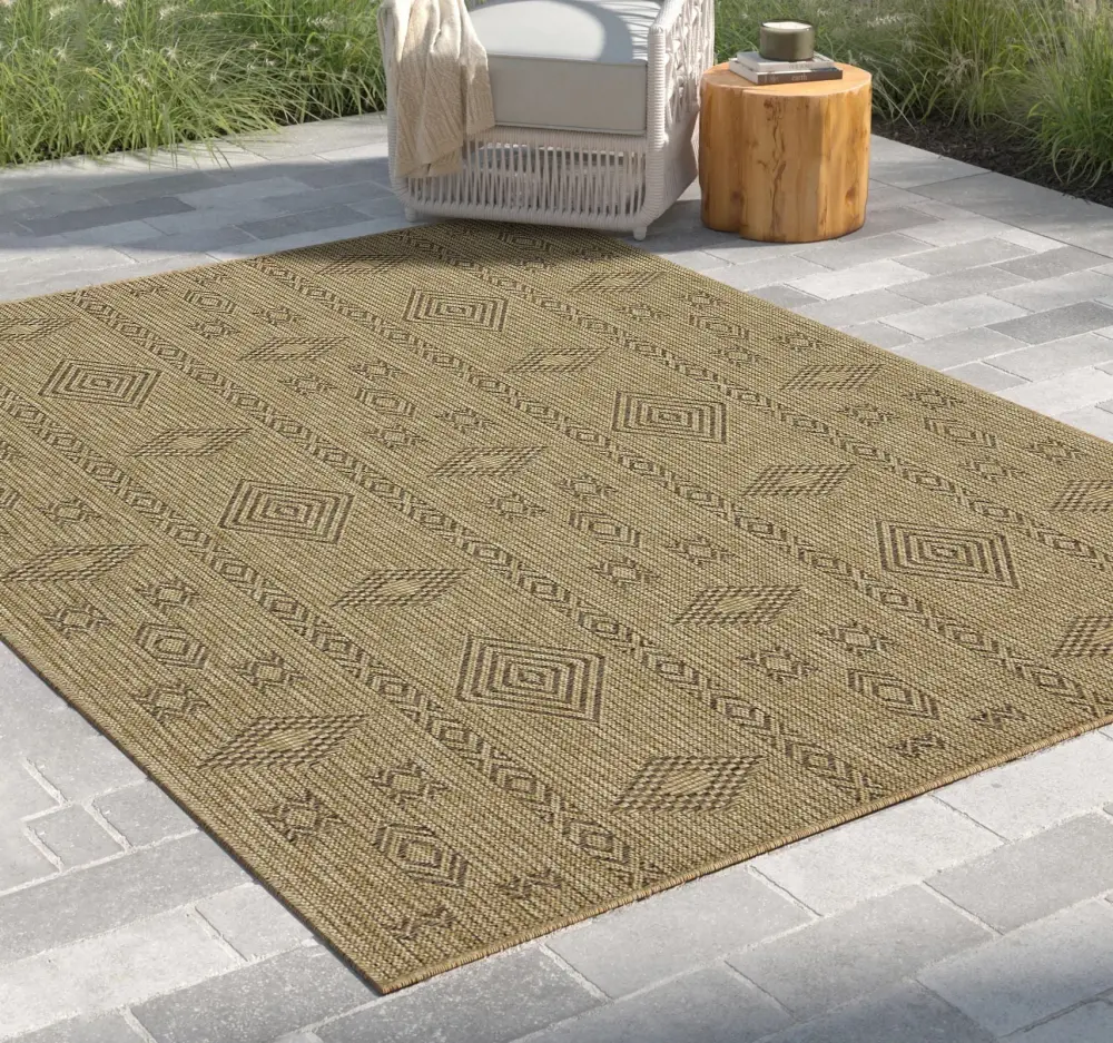 Non-Slip Rug Earth - 7'10" X 10'3" Indoor, Outdoor Area Rug - Authentic, Mocha