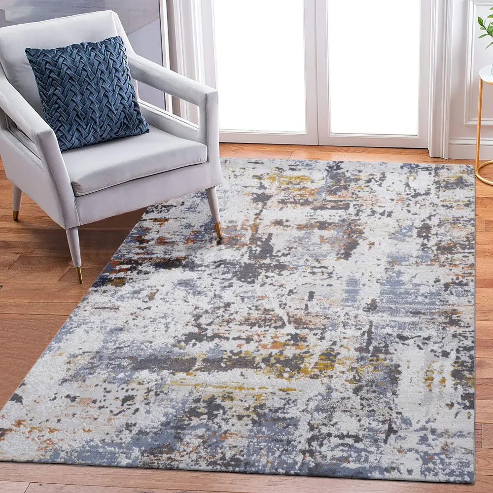 Payas - 8' X 10' Abstract Area Rug - Ivory / Navy Compatible 8x10 Rugs