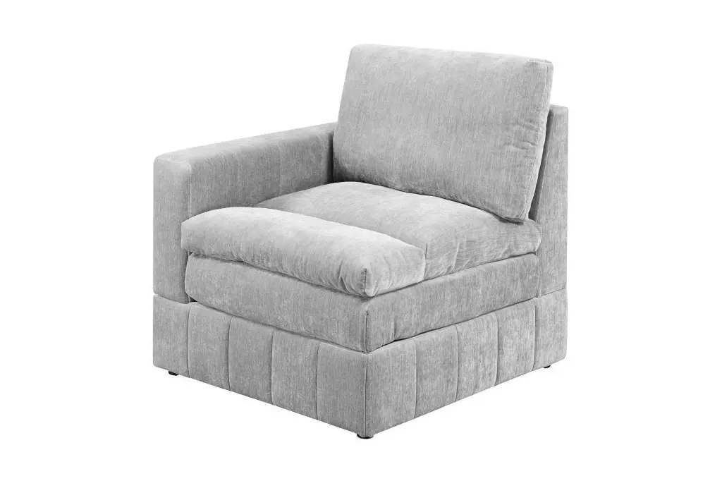 CoSoTower Laf Raf One Arm Chair Modular Sectional Sofa Living Room Furniture Granite Morgan Suede Fabric